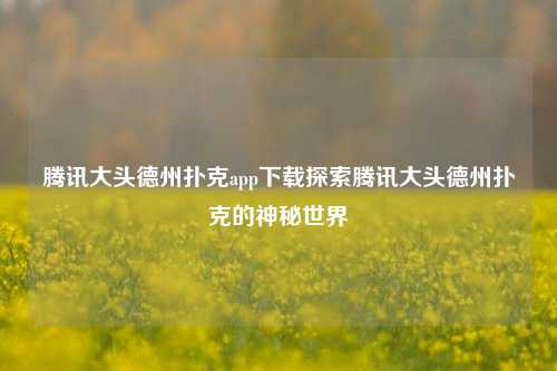 腾讯大头德州扑克app下载探索腾讯大头德州扑克的神秘世界