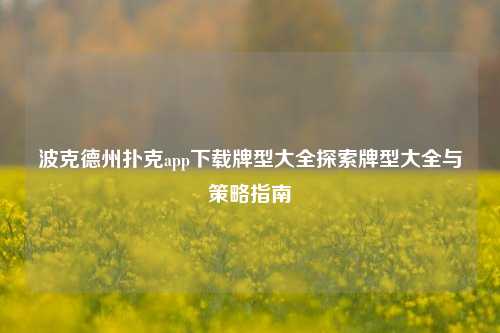 波克德州扑克app下载牌型大全探索牌型大全与策略指南