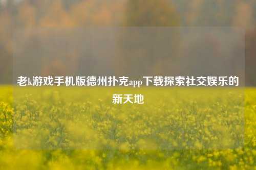 老k游戏手机版德州扑克app下载探索社交娱乐的新天地