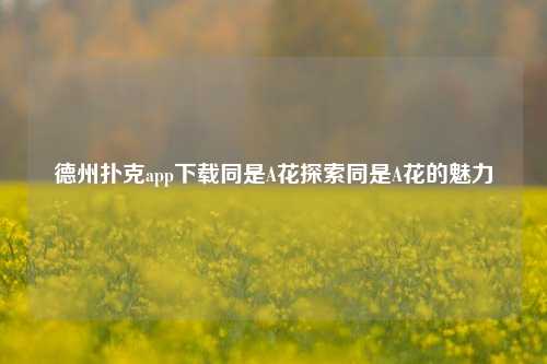 德州扑克app下载同是A花探索同是A花的魅力