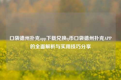 口袋德州扑克app下载兑换q币口袋德州扑克APP的全面解析与实用技巧分享