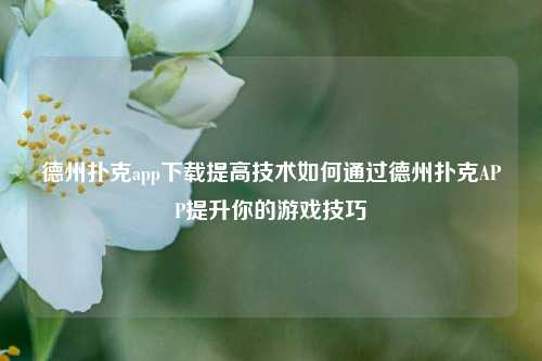 德州扑克app下载提高技术如何通过德州扑克APP提升你的游戏技巧