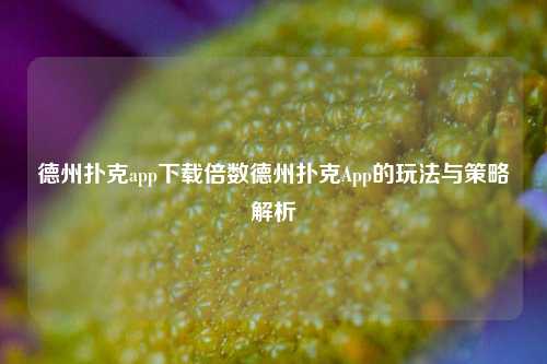 德州扑克app下载倍数德州扑克App的玩法与策略解析