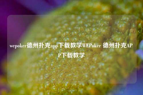 wepoker德州扑克app下载教学WEPoker 德州扑克APP下载教学