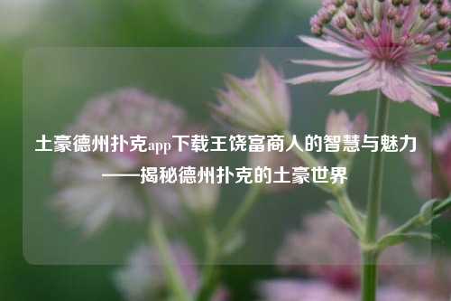 土豪德州扑克app下载王饶富商人的智慧与魅力——揭秘德州扑克的土豪世界