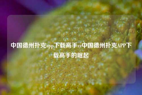中国德州扑克app下载高手zz中国德州扑克APP下载高手的崛起