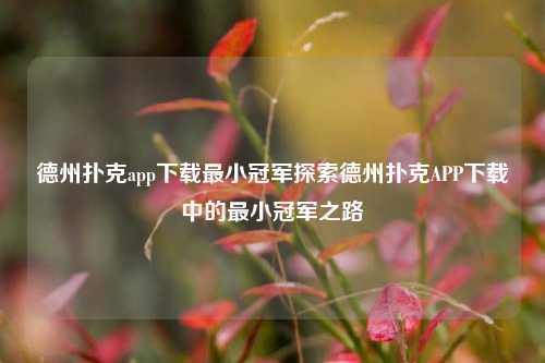 德州扑克app下载最小冠军探索德州扑克APP下载中的最小冠军之路