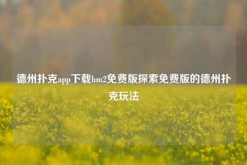 德州扑克app下载hm2免费版探索免费版的德州扑克玩法