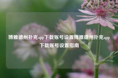 博雅德州扑克app下载账号设置博雅德州扑克app下载账号设置指南