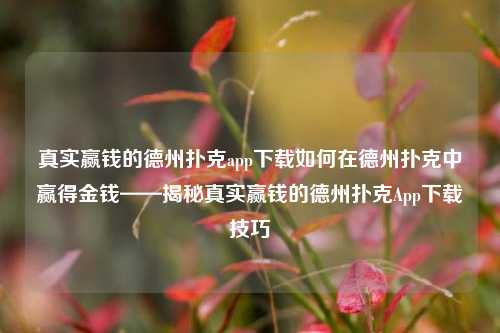 真实赢钱的德州扑克app下载如何在德州扑克中赢得金钱——揭秘真实赢钱的德州扑克App下载技巧