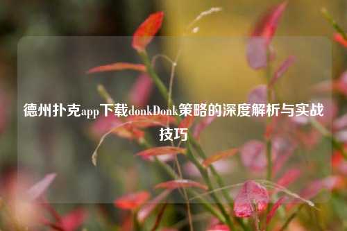 德州扑克app下载donkDonk策略的深度解析与实战技巧
