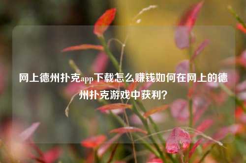 网上德州扑克app下载怎么赚钱如何在网上的德州扑克游戏中获利？
