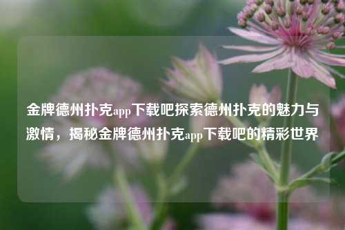 金牌德州扑克app下载吧探索德州扑克的魅力与激情，揭秘金牌德州扑克app下载吧的精彩世界
