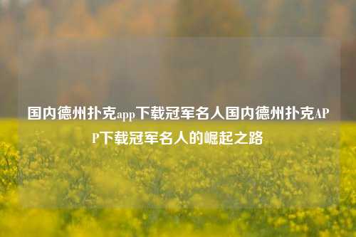国内德州扑克app下载冠军名人国内德州扑克APP下载冠军名人的崛起之路