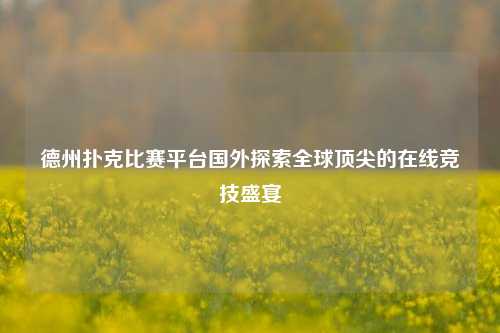 德州扑克比赛平台国外探索全球顶尖的在线竞技盛宴