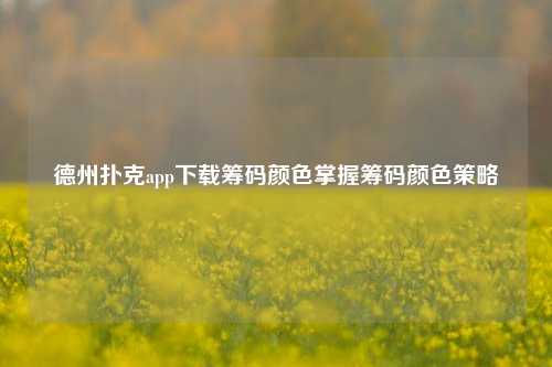 德州扑克app下载筹码颜色掌握筹码颜色策略