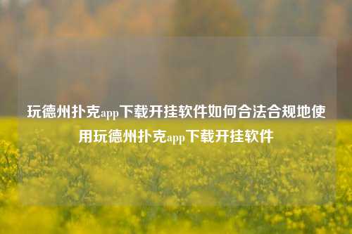 玩德州扑克app下载开挂软件如何合法合规地使用玩德州扑克app下载开挂软件