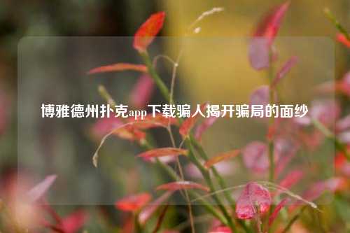 博雅德州扑克app下载骗人揭开骗局的面纱