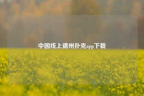 中国线上德州扑克app下载