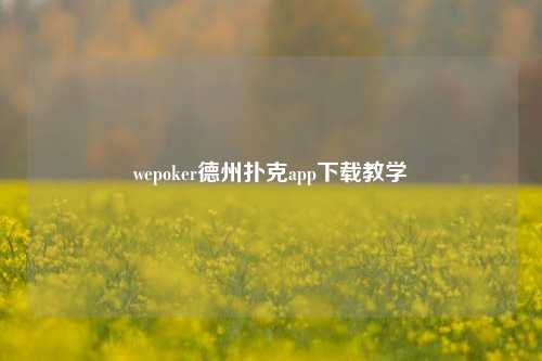 wepoker德州扑克app下载教学